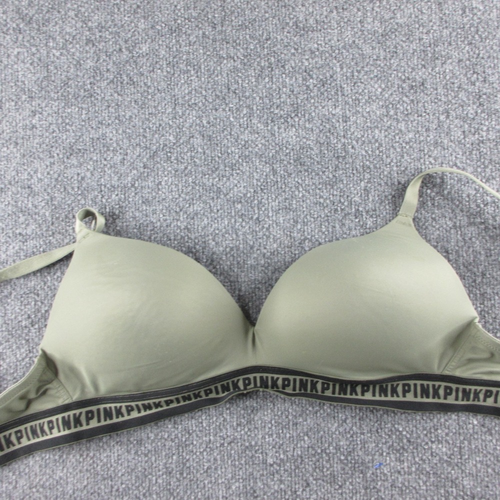 PINK Wear Everywhere Push-Up Bra Womens 36D‎ Green Padded Wireless Microfiber